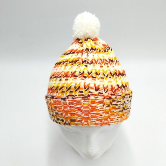 Handmade Loom Knit Fingerless Gloves Beanie Hat Toque Pompom Size Small Autumn - Picture 7 of 16